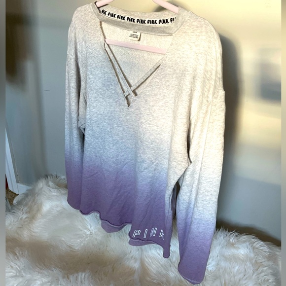 PINK Gray Purple Ombré pullover sweatshirt - Picture 5 of 5
